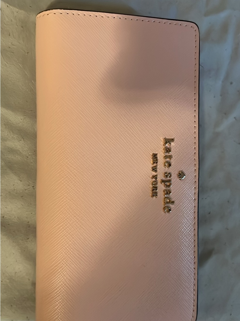 kate spade Pale Pink Saffiano Leather Wallet with Silver Logo